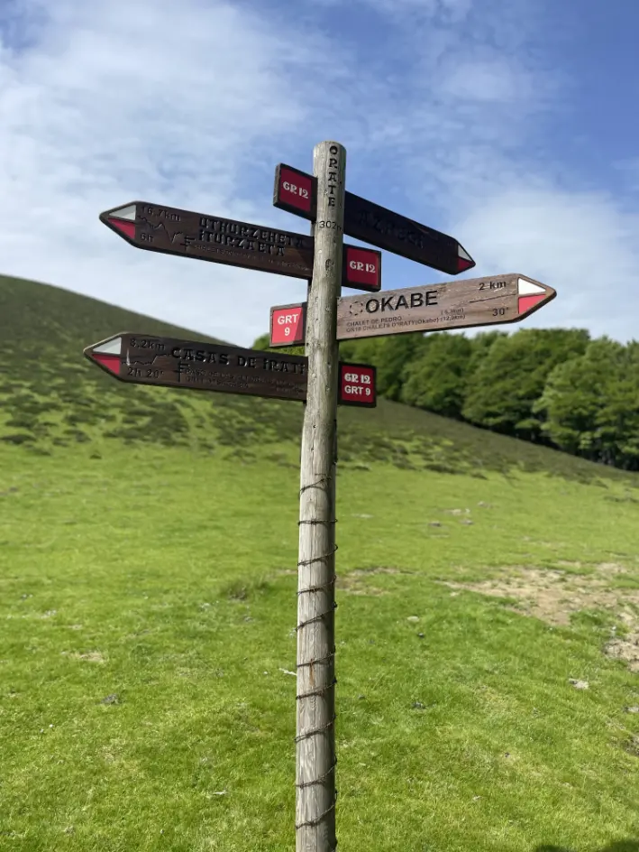 Un panneau d'indications de lieux de randonnée.